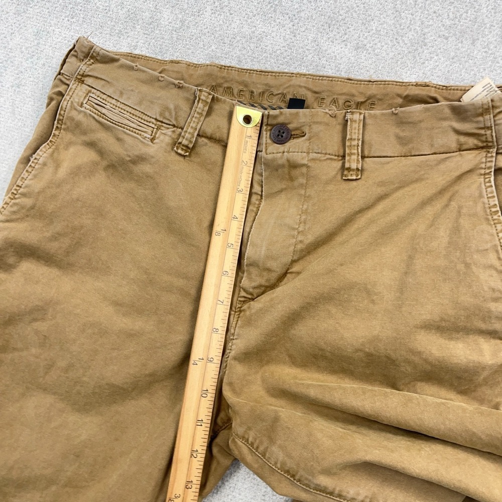 American Eagle Pants Men 32x34 Brown Khaki Chino Slim Fit Straight Leg Dress - Picture 9 of 13